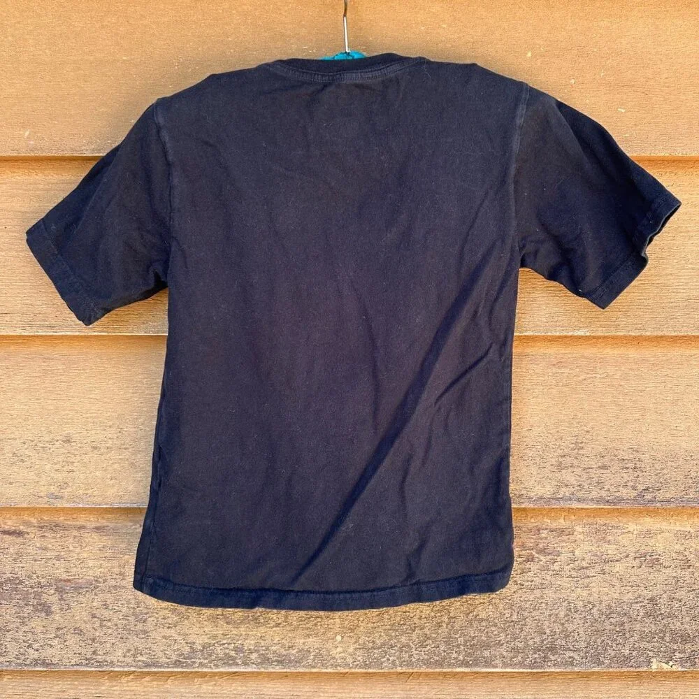 Black Boys M (8) T-Shirt With Neon Green Glow-In-The-Dark Skull Graphic 100% Cot - Picture 3 of 12